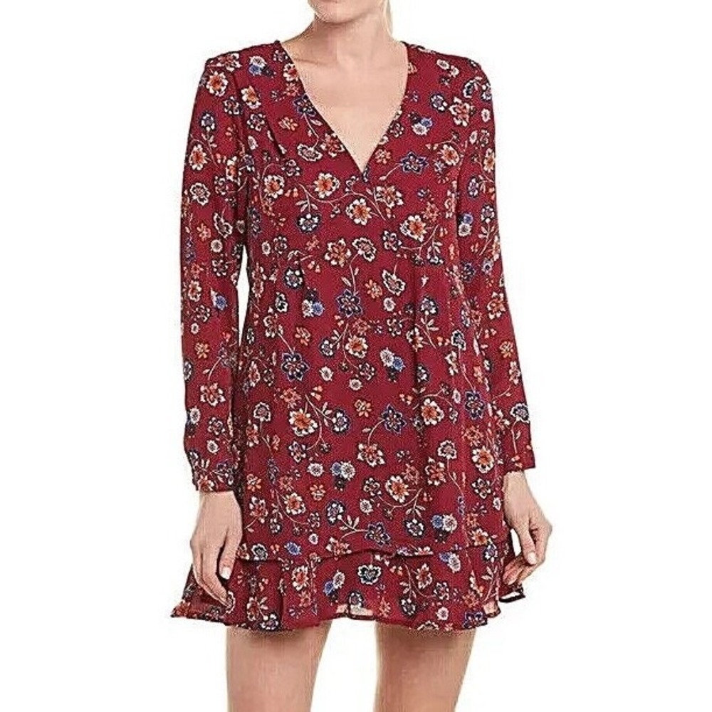 JACK By BB DAKOTA Cute Lined YOUNG FOLKS Floral Shift Dress Maroon/Multi Sz 0
